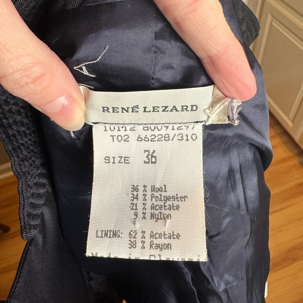 Rene Lezard Double Button Navy Blazer -size 36 NWT - Picture 7 of 8